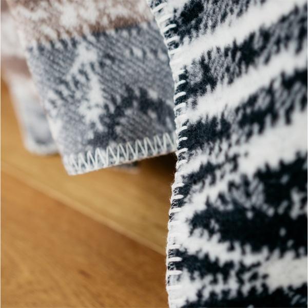 Ibena Grey Beige Animal Print Twist Cotton Blend Throw Blanket