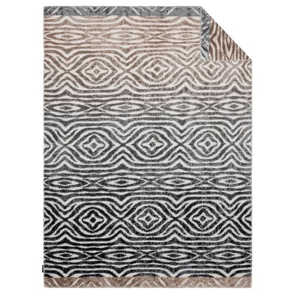 Ibena Grey Beige Animal Print Twist Cotton Blend Throw Blanket