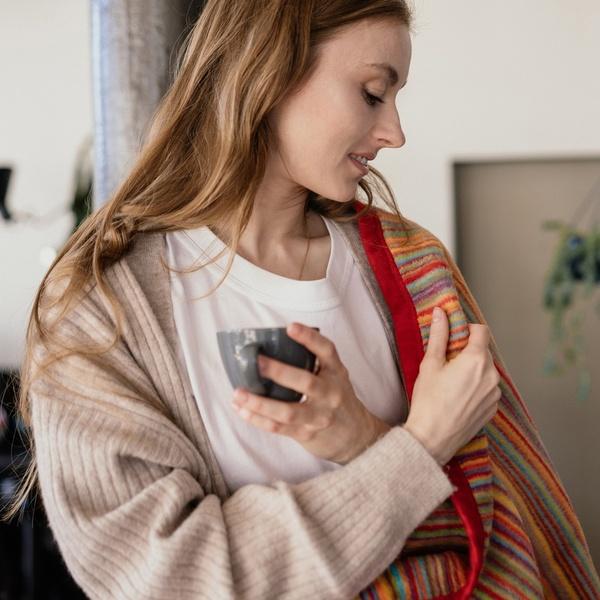 Ibena Happy Colorful Stripes Midi Sized Cotton Blend Blanket