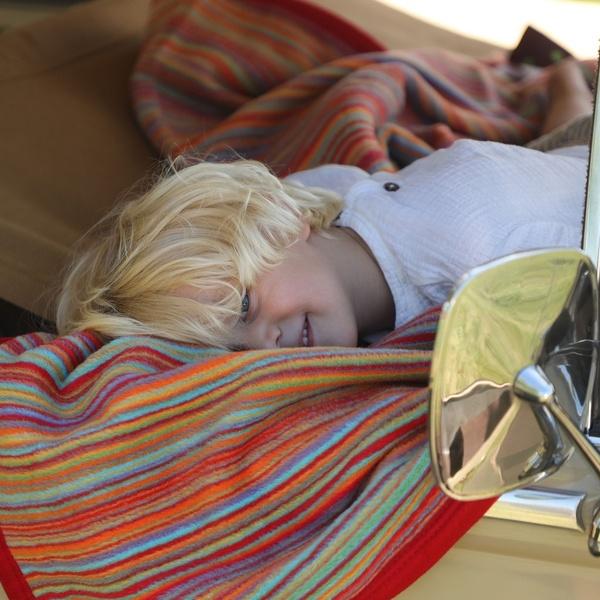 ibena Happy Colorful Stripes Midi Sized Cotton Blend Blanket