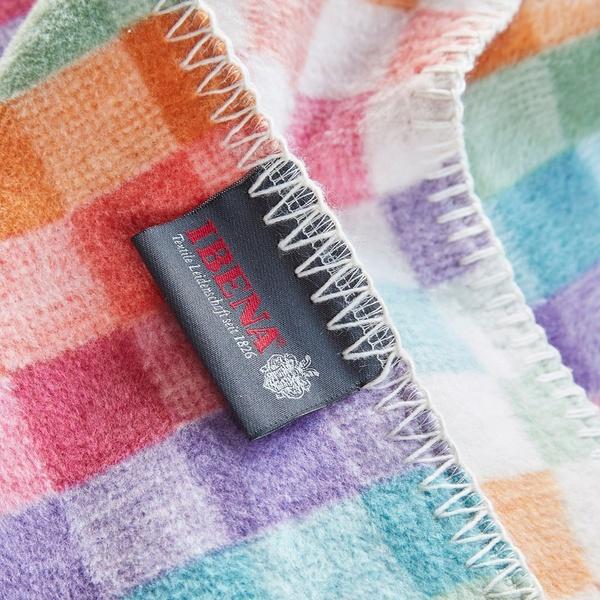 Ibena Happy Rainbow Checkered Cotton Blend Throw Blanket