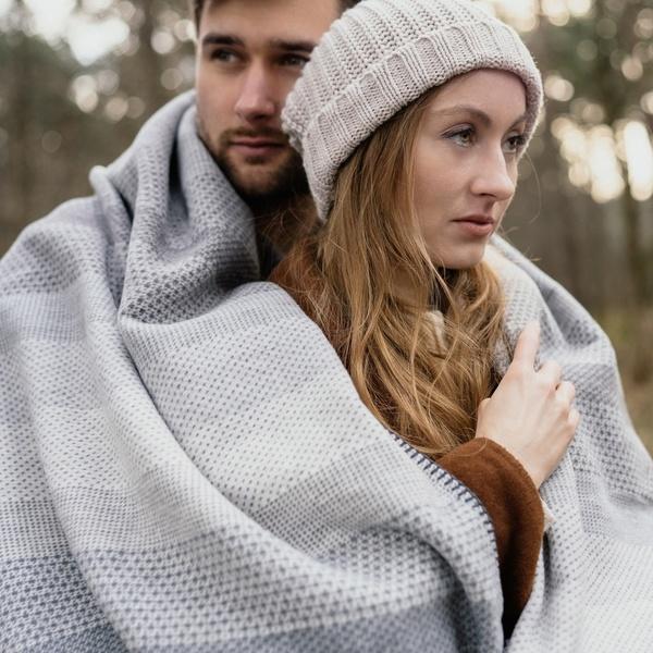 Ibena IBENA - The 'Kitale' Blanket - Organic Cotton Ombre Gray