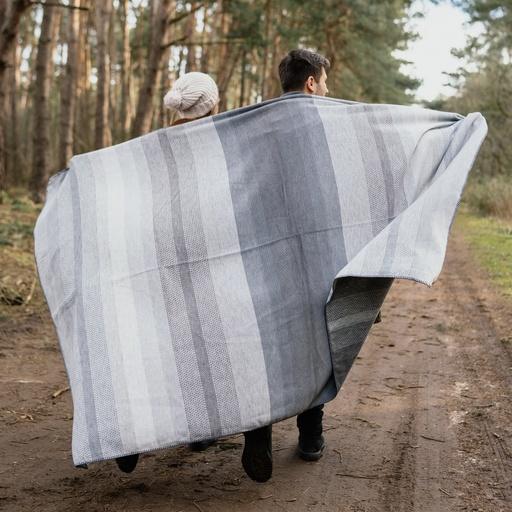 ibena IBENA - The 'Kitale' Blanket - Organic Cotton Ombre Gray