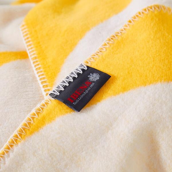 Ibena Lemon Yellow Geometric Retro Vibe Cotton Blend Throw Blanket