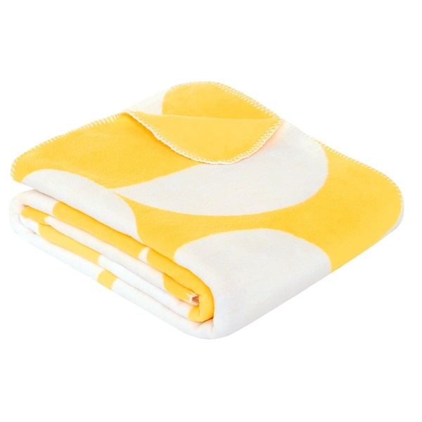 Ibena Lemon Yellow Geometric Retro Vibe Cotton Blend Throw Blanket