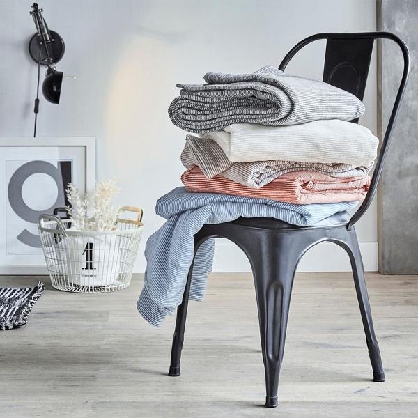 ibena Lightweight Pure Organic Cotton Mini Stripe Throw Blanket