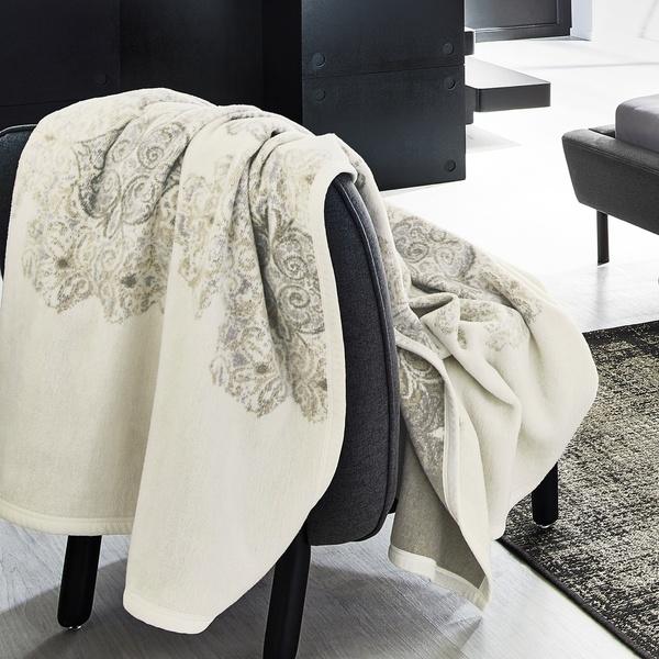 Ibena Lovely Neutral Tones Doily Pattern Oversized Throw Blanket