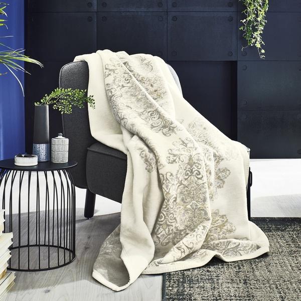 ibena Lovely Neutral Tones Doily Pattern Oversized Throw Blanket