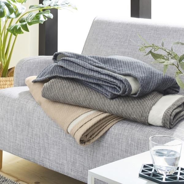 Ibena Luxury Reversible Tencel Cotton Herringbone Throw Blanket