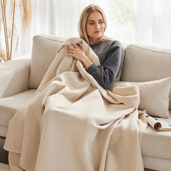 Ibena Melange Pure Cotton Comfy Throw Blanket In 8 Colors