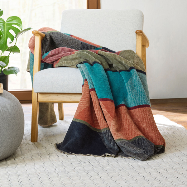 ibena Multicolor Geometric Contemporary Cotton Blend Throw Blanket