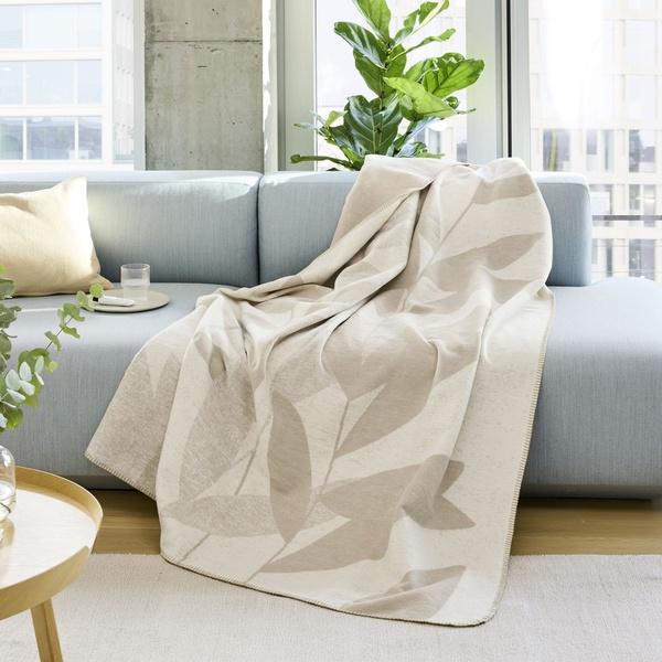 ibena Natural Elegant Leaves 100% Cotton Throw Blanket