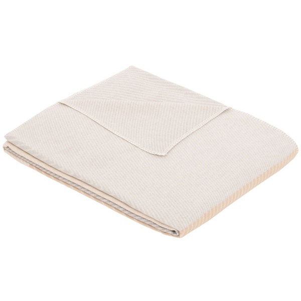 Ibena Natural Fine Striped Color Block Reversible Throw Blanket