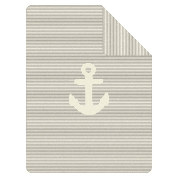 Ibena Nautical Inspired Maritime Striped Throw Blanket With Anchor