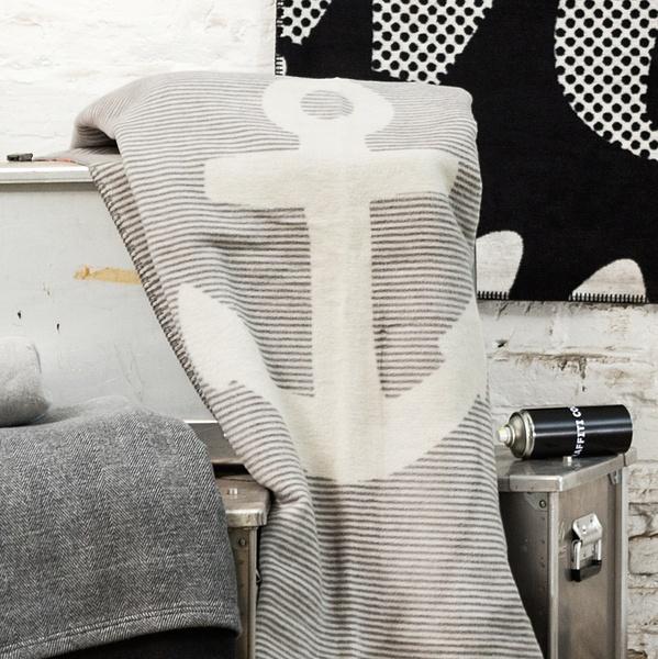 ibena Nautical Inspired Maritime Striped Throw Blanket With Anchor