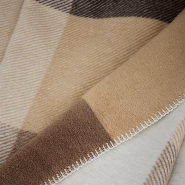 Ibena Neutral Colorblock Plaid Patterned Striped Throw Blanket