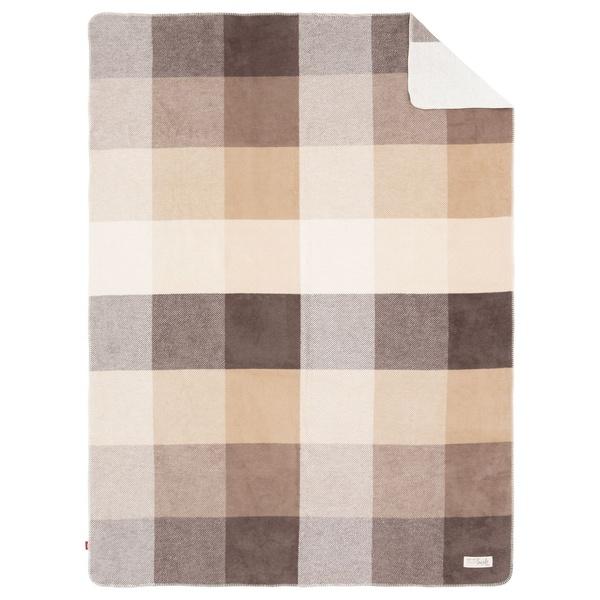 Ibena Neutral Colorblock Plaid Patterned Striped Throw Blanket