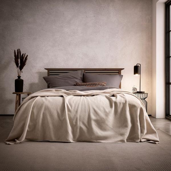 Ibena Neutral Colored Pure Cotton Bedspread Blanket