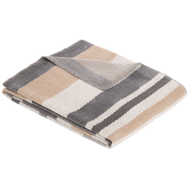 Ibena Neutral/Vibrant Cotton Blend Stripe Pattern Multi Color Throw