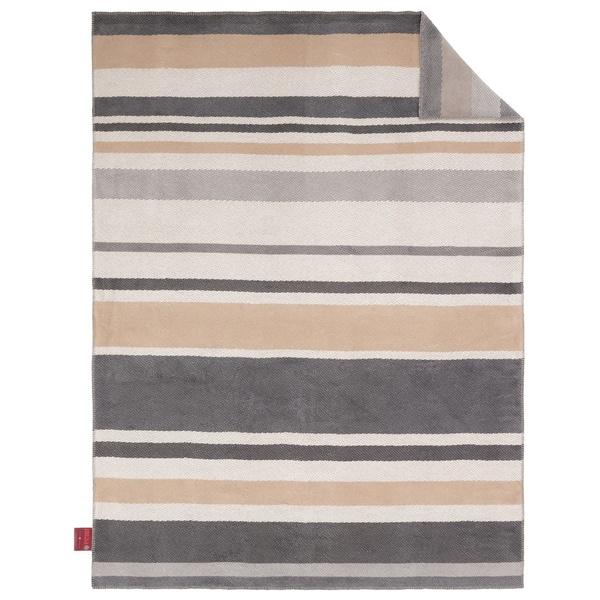 Ibena Neutral/Vibrant Cotton Blend Stripe Pattern Multi Color Throw