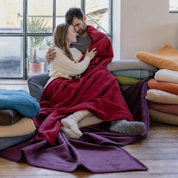 ibena Plush Solid Colored Cotton Blend Queen Size Bed Blanket