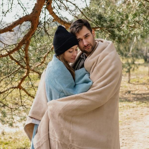 Ibena Plush Solid Colored Cotton Blend Throw Blanket In 16 Colors