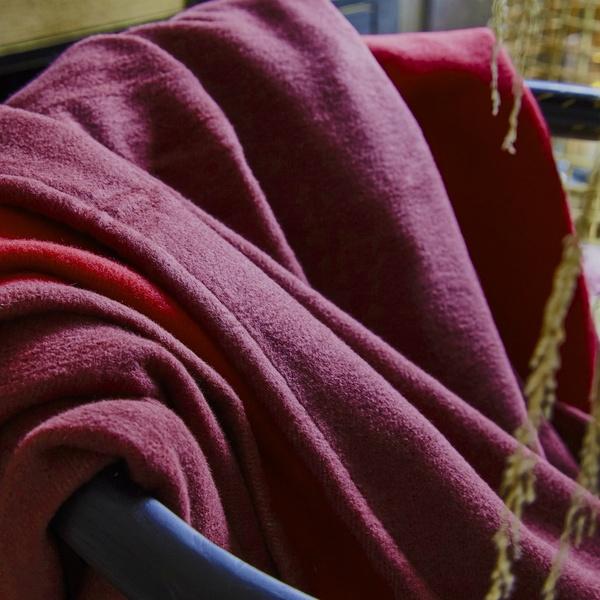 Ibena Pure Organic Cotton Reversible Solid Color Throw Blanket