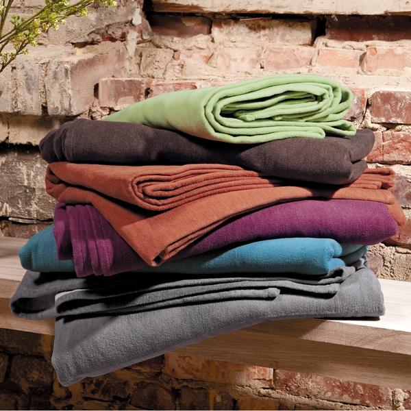 Ibena Pure Organic Cotton Reversible Solid Color Throw Blanket