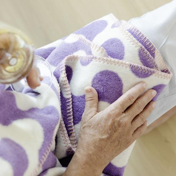 Ibena Purple Wavy Contemporary Cotton Blend Throw Blanket