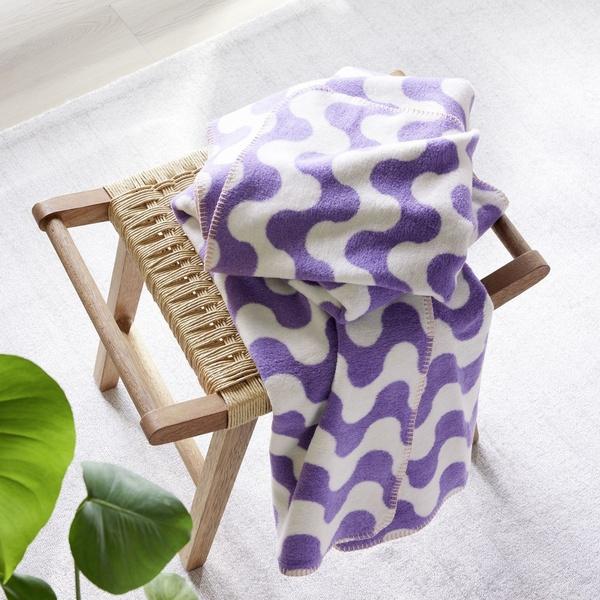 ibena Purple Wavy Contemporary Cotton Blend Throw Blanket