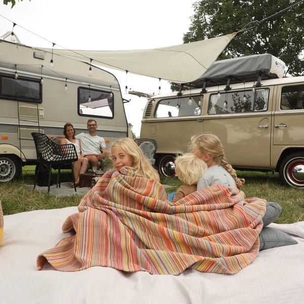 Ibena Rainbow Multicolor Striped Pure Cotton Throw Blanket