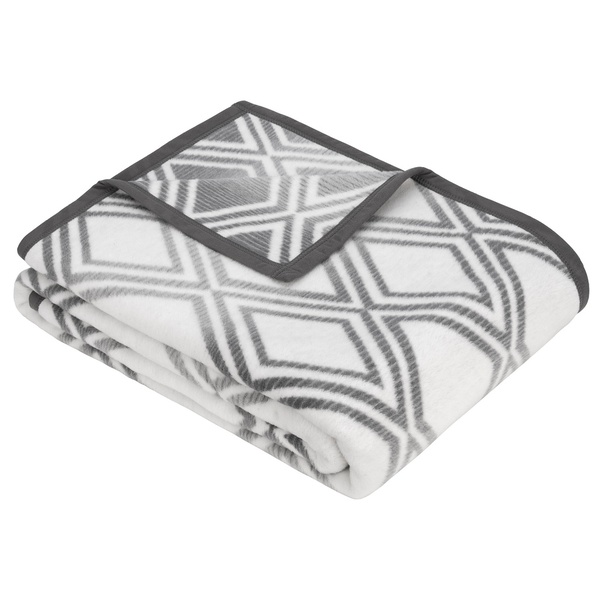 Ibena Reversible Contemporary Diamond Pattern Bugatti Throw Blanket