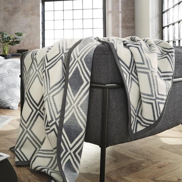 ibena Reversible Contemporary Diamond Pattern bugatti Throw Blanket