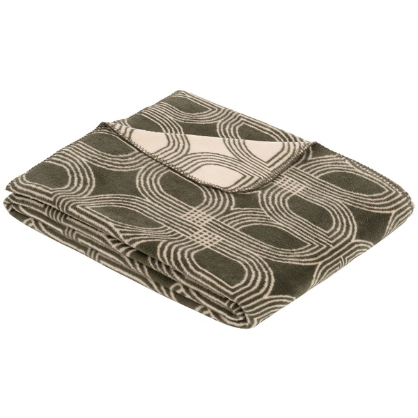 Ibena Reversible Contemporary Olive Cotton Blend Throw Blanket