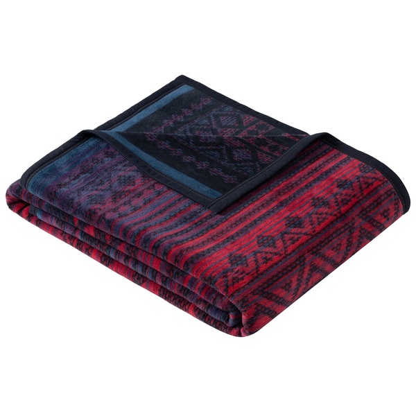 Ibena Reversible Cotton Blend Ethnic Style Throw Blanket Karawang