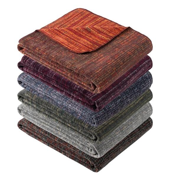 Ibena Reversible Cotton Blend Vintage Style Throw Size Blanket