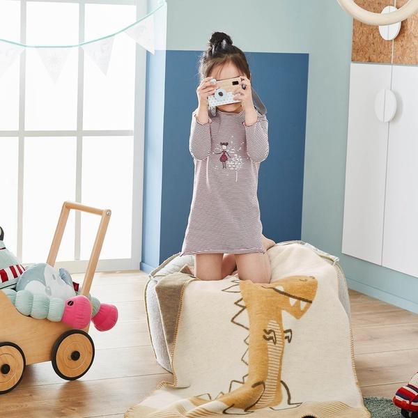 Ibena S.Oliver Pure Organic Cotton Baby Blanket With Dino Motive
