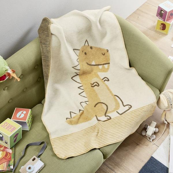 ibena s.Oliver Pure Organic Cotton Baby Blanket with Dino Motive