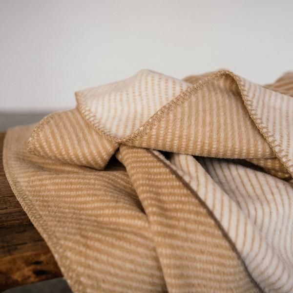 Ibena Soft Fine Diagonal Striped Cotton Blend Throw In Six Colors