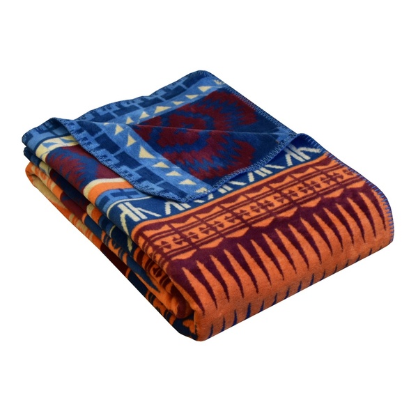 Ibena Southwestern Cotton Blend Velour Blanket Throw In Two Colors