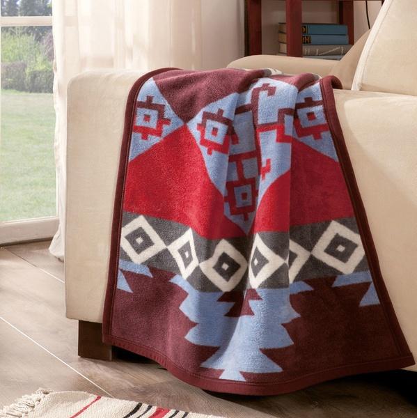 ibena Southwestern Multicolored Red Cotton Blend Baby Blanket