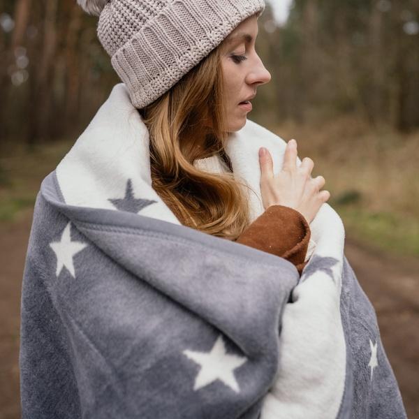 Ibena Star Pattern Reversible Soft Cotton Blend Blanket Throw