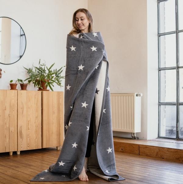 ibena Star Pattern Reversible Soft Cotton Blend Blanket Throw