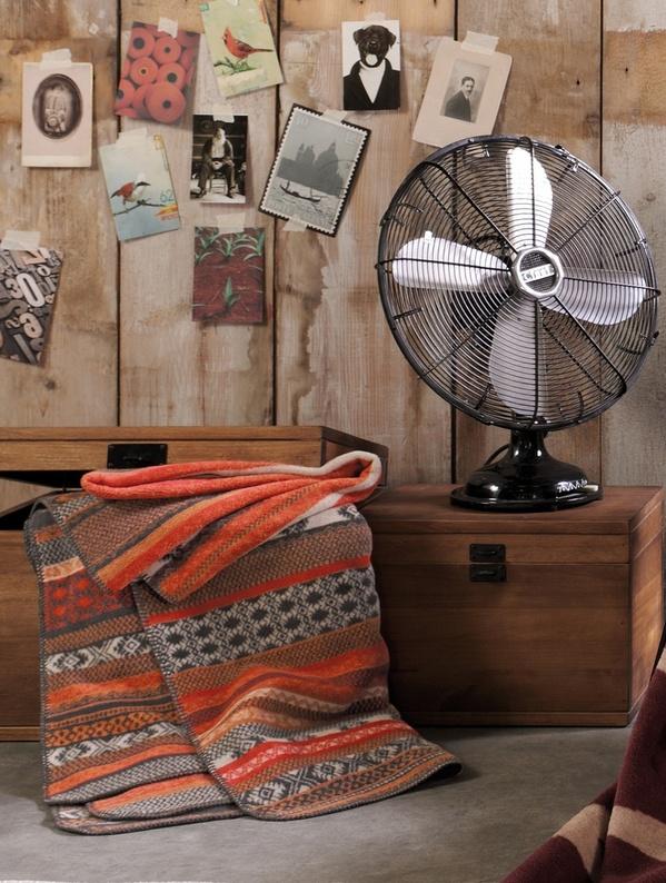 Ibena Traditional Orange Scottish Fair Isle Pattern Throw Blanket