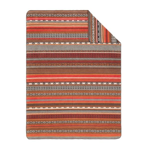 Ibena Traditional Orange Scottish Fair Isle Pattern Throw Blanket