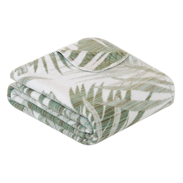 Ibena Tropical Palm Leaves Cotton Blend Throw Blanket