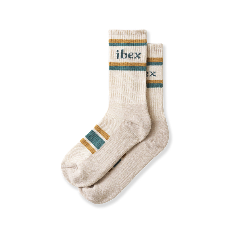 ibex Lightweight Hiking Sock Cream/Green/Cork