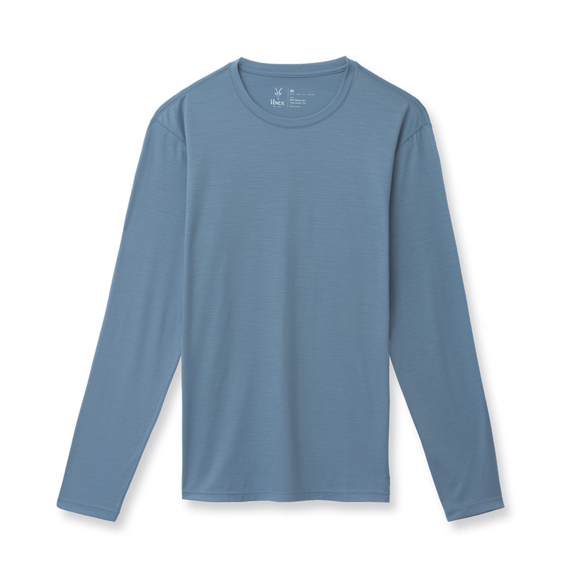 ibex Men's Naturalist Long Sleeve Crew Blue Thrush