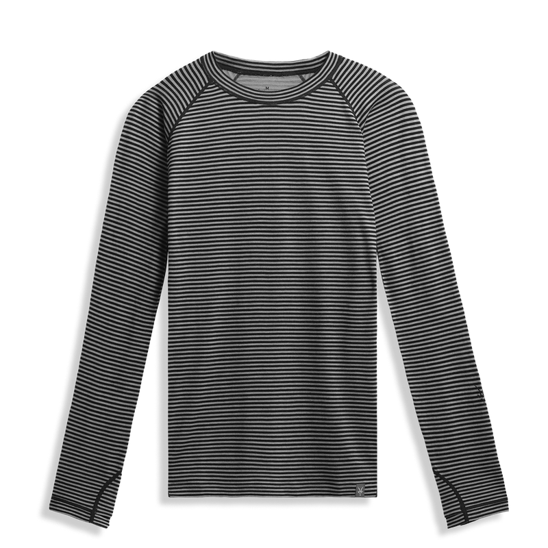 ibex Men's Woolies Pro Tech Crew Black Grey Stripe