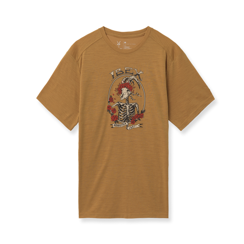 ibex Men's Journey Short Sleeve Art Tee Greatwool Dead Cedar Honey